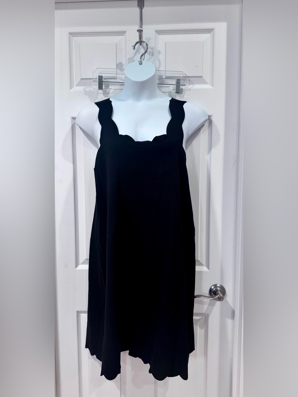 Catherine Malandrino Black Scallop-Strap A-line dress, size XL